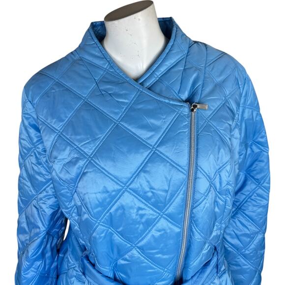 Susan Graver Lightly Padded Quilted Moto Jacket Bell Blue X-Large Winter Quilted - Picture 11 of 15
